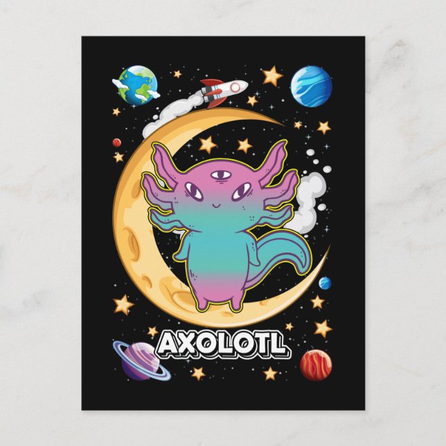 Postal Ajolote alienígena gótico pastel espacial crecient (Anverso)