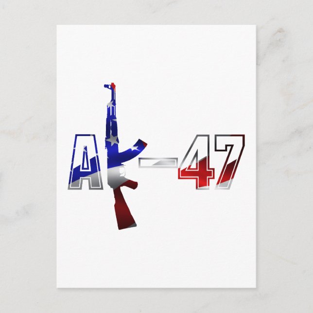 Postal AK-47 AKM Assault Rifle Logo Rojo Blanco Y Azul.pn (Anverso)