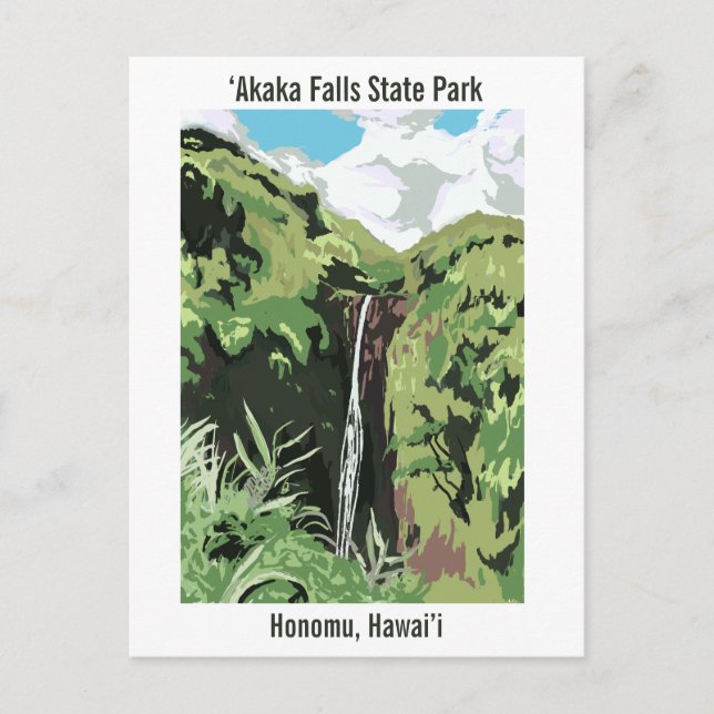 Postal Akaka Falls Hawaii Waterfall Tropical Landscape  (Anverso)