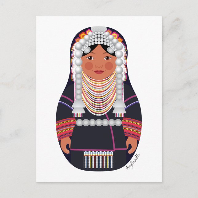 Postal Akha de Thailand Matryoshka Postcard (Anverso)