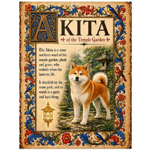 Postal Akita, Arte de Bestiario Medieval