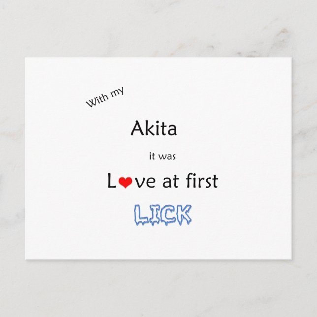Postal Akita Lick Design (Anverso)