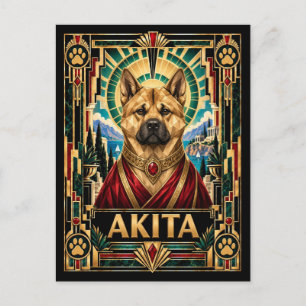 Postal Akita, perro Art Deco