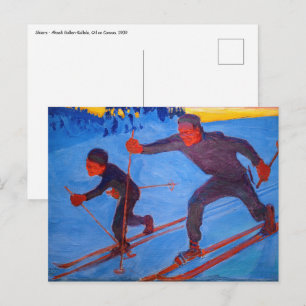 Postal Akseli Gallen-Kallela - Esquiadores