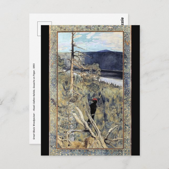 Postal Akseli Gallen-Kallela - Grandioso pájaro negro (Anverso / Reverso)