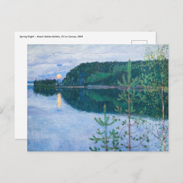 Postal Akseli Gallen-Kallela - Noche de primavera (Anverso / Reverso)