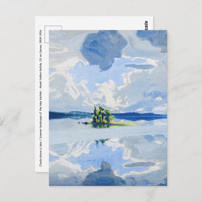Postal Akseli Gallen-Kallela - Nubes sobre un lago (Anverso / Reverso)