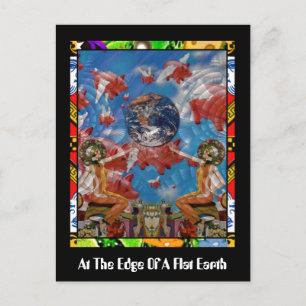 Postal Al Borde De Una Tierra Plana