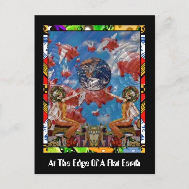 Postal Al Borde De Una Tierra Plana (Anverso)