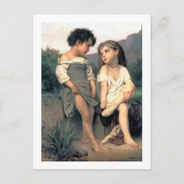 Postal Al borde del Brook, Bouguereau (Anverso)