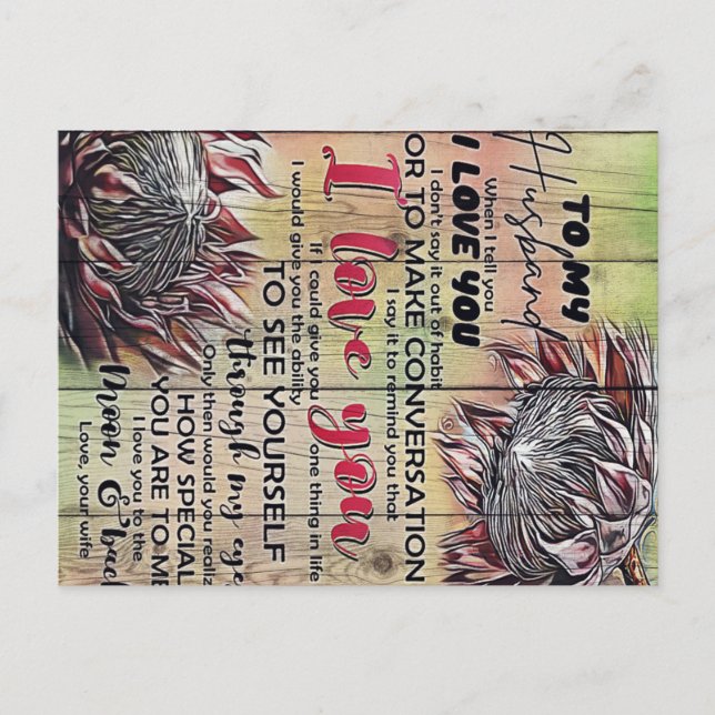 Postal Al diseño de mi marido| Decoración familiar | (Anverso)