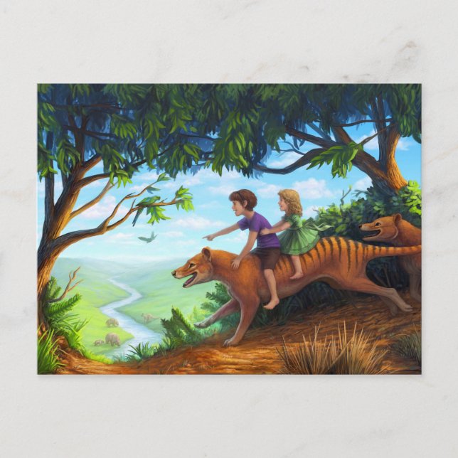 Postal Al valle de la megafauna (Anverso)