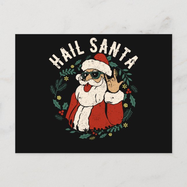 Postal Alabado sea el trineo de Santa Claus Navidad Rock  (Anverso)