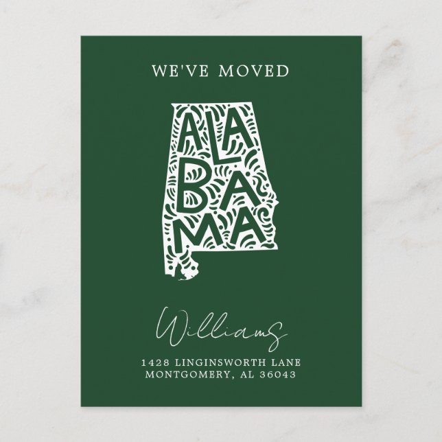 Postal ALABAMA | Cambio de dirección (Anverso)