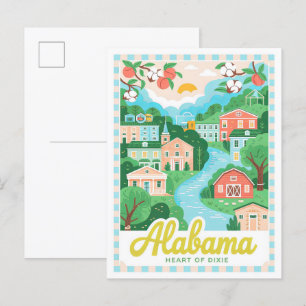 Postal Alabama Corazón de Dixie USA Viaje de verano