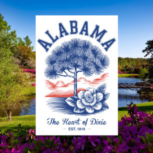 Postal Alabama Est 1819 Minimal Naturaleza El Corazón de