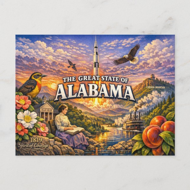 Postal Alabama Greetings Postcard  (Anverso)