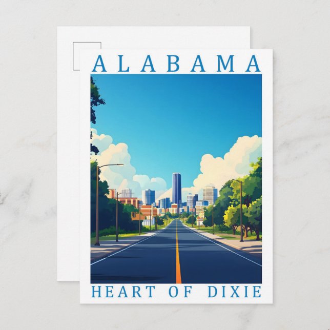 Postal Alabama Heart of Dixie USA Travel Place (Anverso / Reverso)