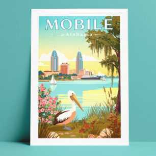 Postal Alabama móvil vintage