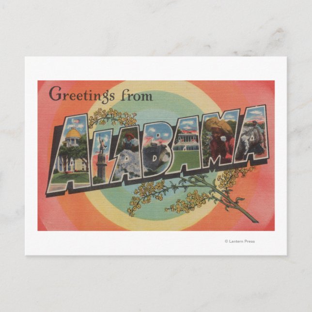 Postal Alabama (Rojo/Rosa) - Escenas de letras grandes (Anverso)