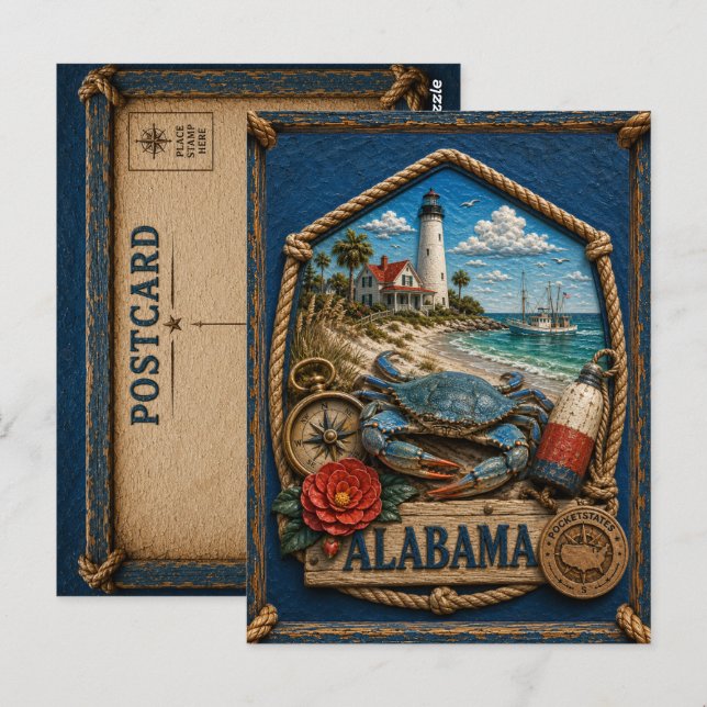 Postal Alabama Viajes Antiguos (Anverso / Reverso)