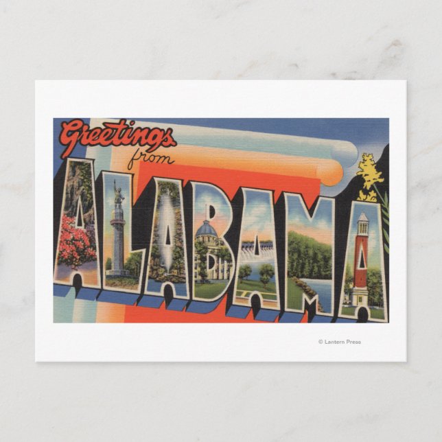 Postal AlabamaEscenas de letras grandesAlabama (Anverso)