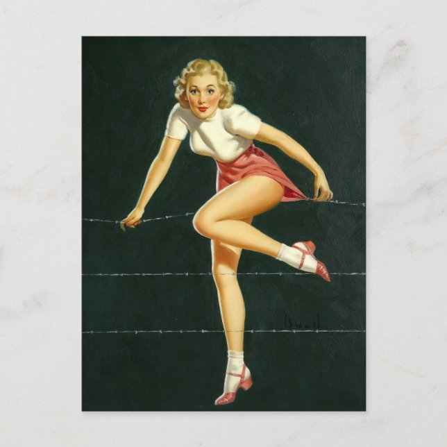 Postal Alambre de púas de alambre de púas PinUp (Anverso)