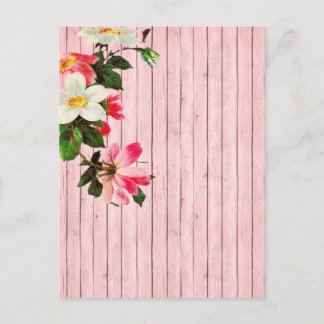 Postal Alambre y flores rosadas del país
