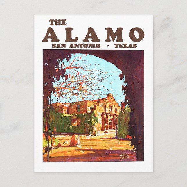 Postal Álamo, fortaleza, San Antonio, Texas, añada (Anverso)