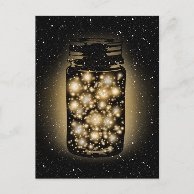 Postal Alarma De Luciérnagas Con Estrellas Nocturnas (Anverso)