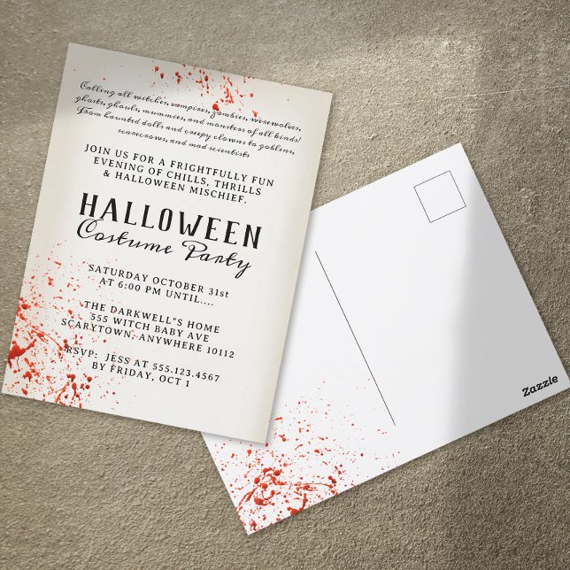 Postal Alarmante fiesta de Halloween con manchas de sangr (Subido por el creador)