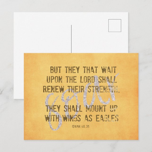 Postal Alas como guijarros KJV de águilas (Anverso / Reverso)