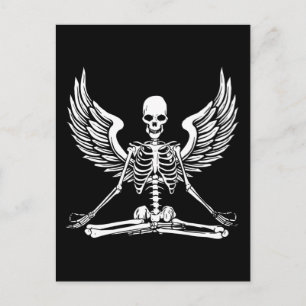 Postal Alas de Gótico estético de yoga Meditate Skeleton