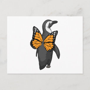 Postal alas de mariposa de pingüino