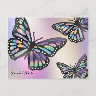 Postal alas de mariposa monarca de lámina holográfica