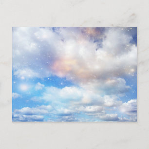 Postal Alas nubes de oro y plata