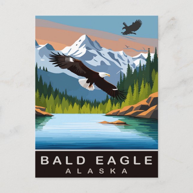 Postal Alaska, águila calva, viajes (Anverso)