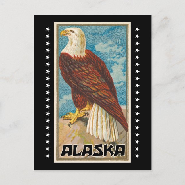 Postal Alaska - Águila calva vintage (Anverso)