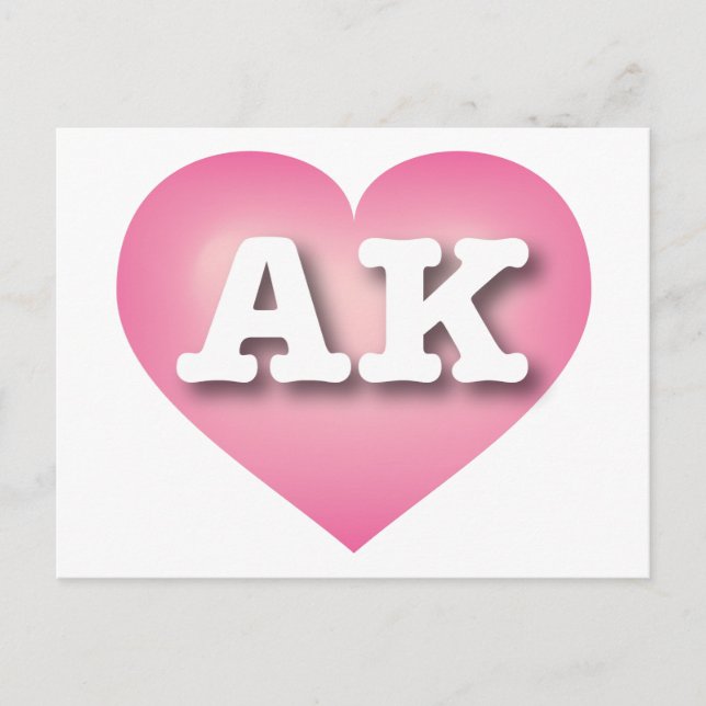 Postal Alaska Corazón rosa de la moda - Amo AK (Anverso)