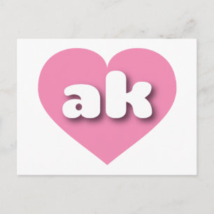 Postal Alaska corazón rosado - Amo ak