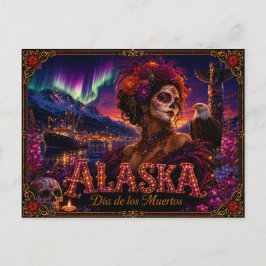 Postal Alaska Día de los Muertos Retro