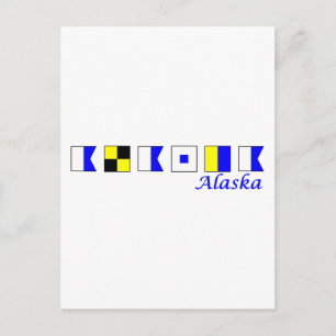 Postal Alaska escrito en alfabeto de bandera náutica