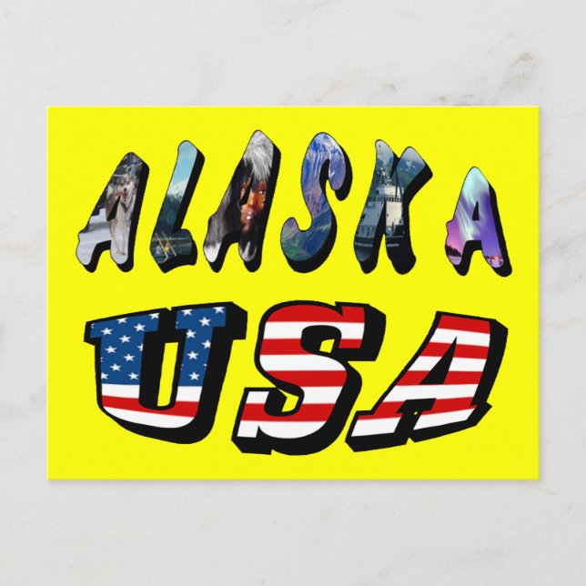 Postal Alaska Estados Unidos Bandera Estadounidense Cita  (Anverso)