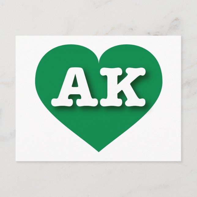 Postal Alaska Green Heart - Amo AK (Anverso)