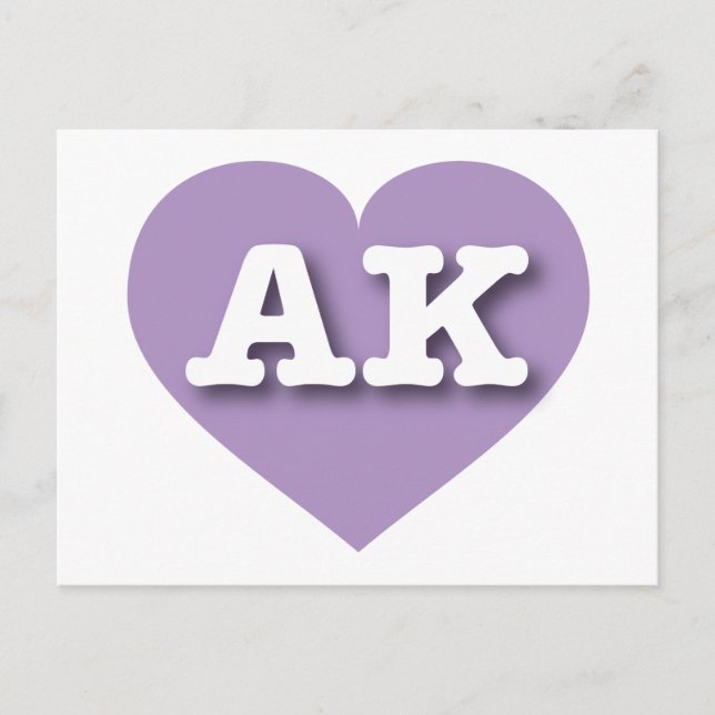 Postal Alaska Lavender Heart - Amo AK (Anverso)