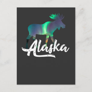 Postal Alaska Moose con el regalo de Aurora Borealis