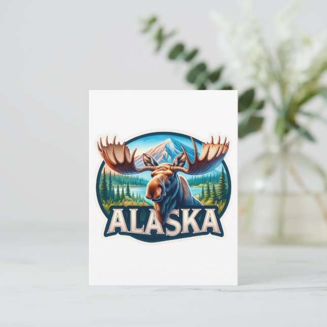 Postal Alaska, Moose, Postcross (Anverso de pie)
