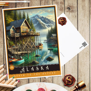 Postal Alaska Postcarta estatal hiperrealista