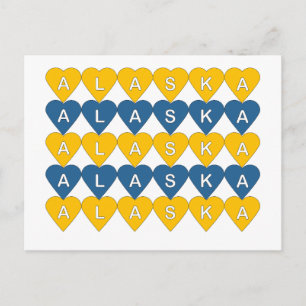 Postal Alaska Viajes Corazones en Oro y Azul