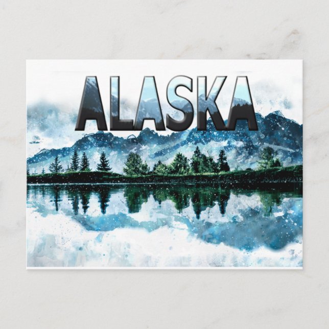 Postal Alaska Watercolor Mountain Landscape Adventure (Anverso)